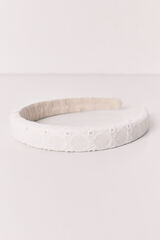 Women'secret Diadema de pelo bordado suizo blanco marfil