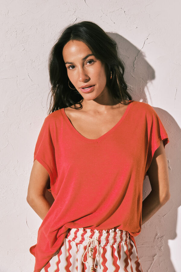 Women'secret Playera de manga corta coral coral