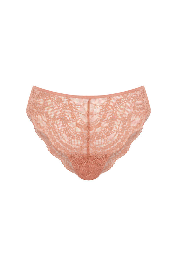 Women'secret Panty clásica de encaje naranja naranja