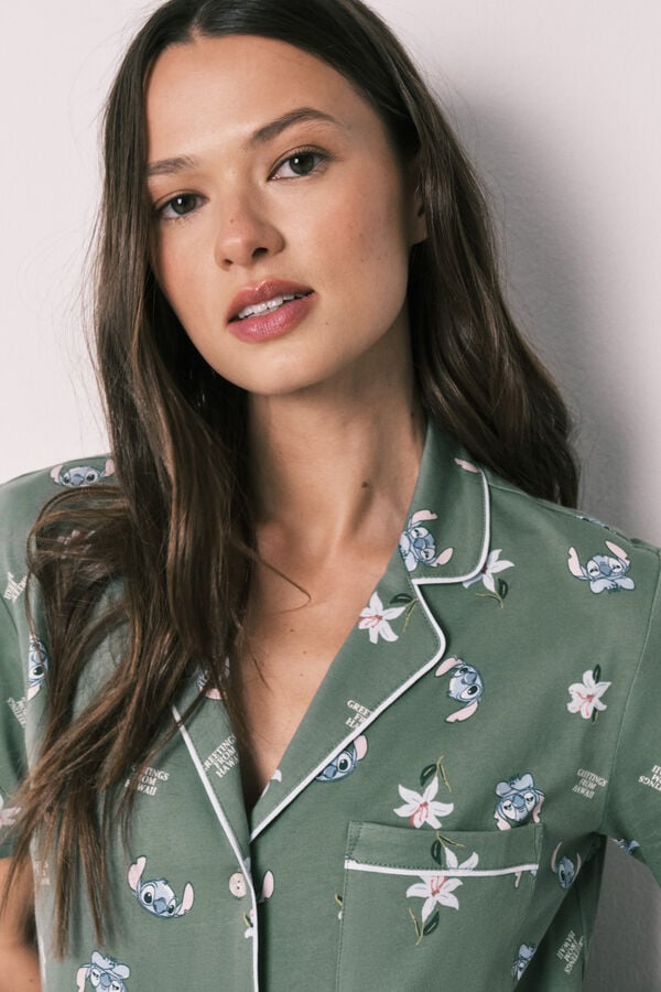 Women'secret Pijama camisera capri verde kaki