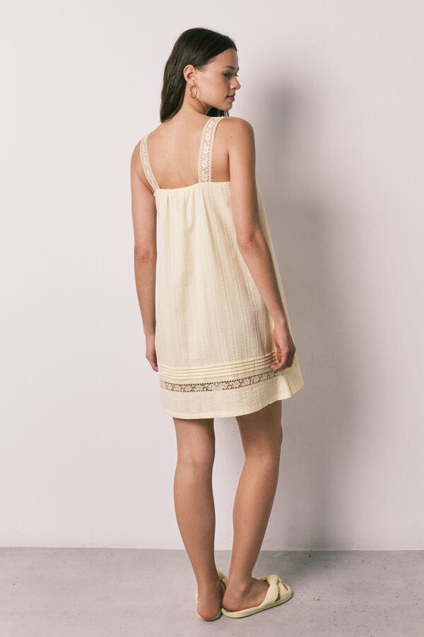 Women'secret Camis&oacute;n corto de algod&oacute;n con encaje amarillo amarillo