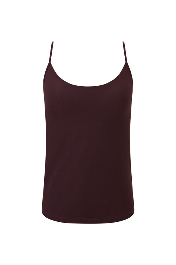 Women'secret Playera con copas fijas internas marr&oacute;n caf&eacute;