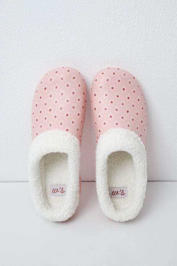 Women'secret Pantunflas zueco forrado rosa