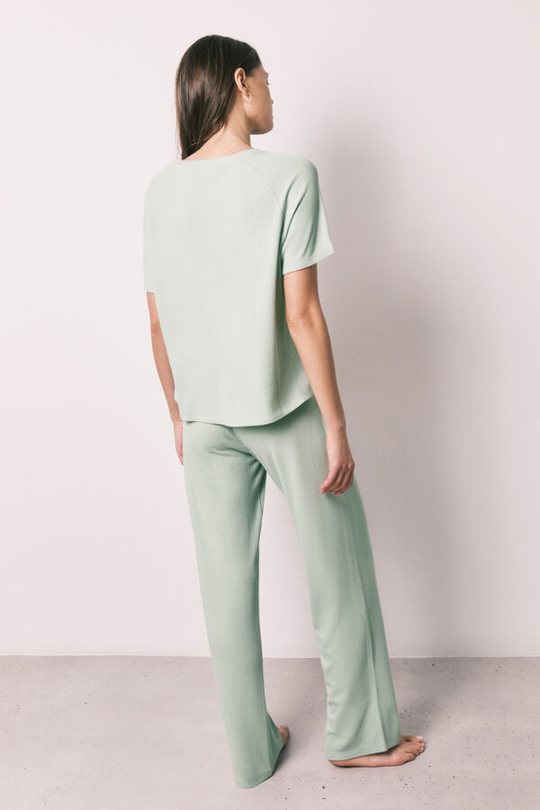 Women'secret Pijama capri de tela waffle verde verde