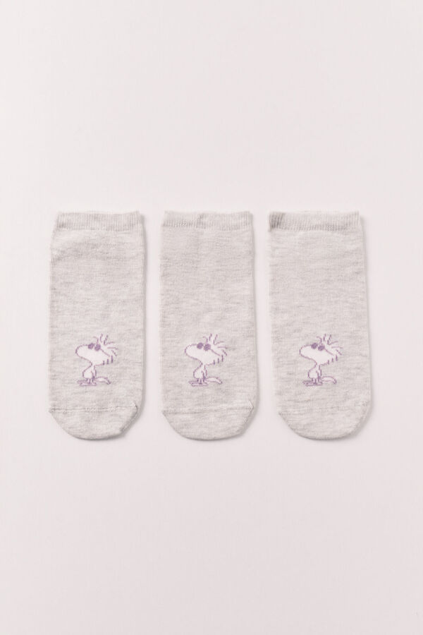 Women'secret Pack de 3 calcetines cortos estampados Peanuts rosa