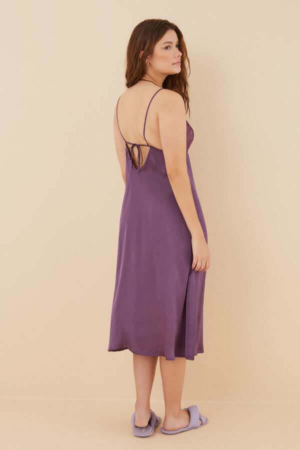 Womensecret Camisón midi satín encaje morado morado/lila