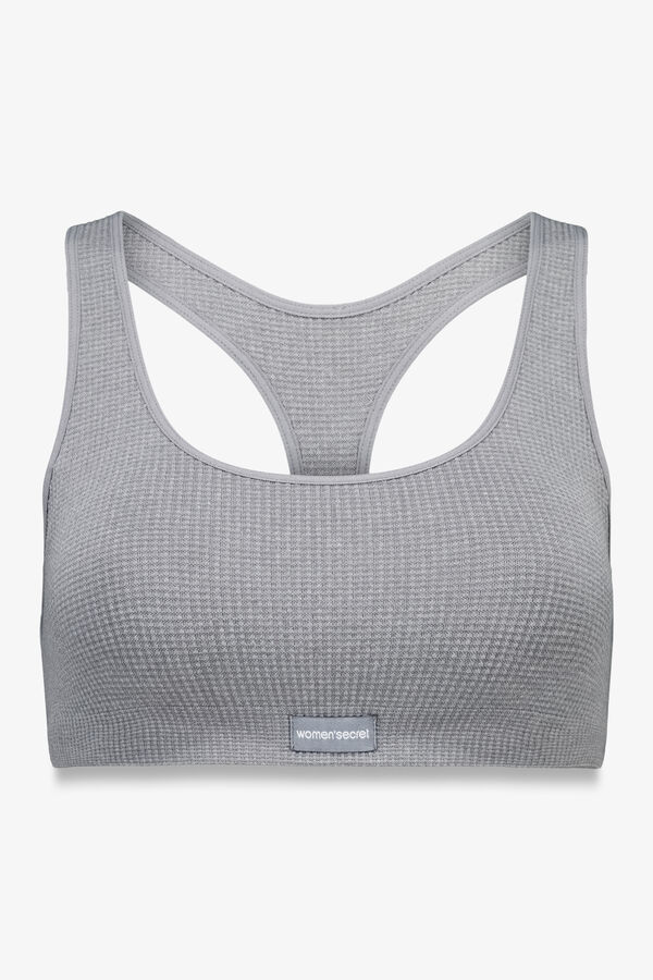 Women'secret LOVELY top sin costuras costuras a cuadros gris claro gris