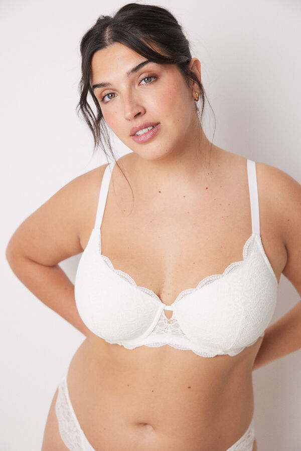 Womensecret BEAUTIFUL brasier clásico relleno encaje blanco amarillo
