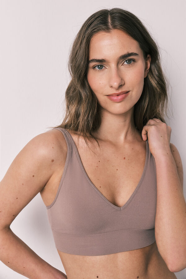 Women'secret Top triangular sin costuras caf&eacute; NATURAL caf&eacute;