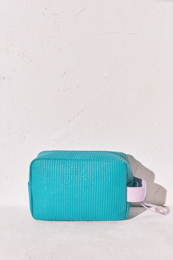 Women'secret Neceser engomado textura rafia azul verde