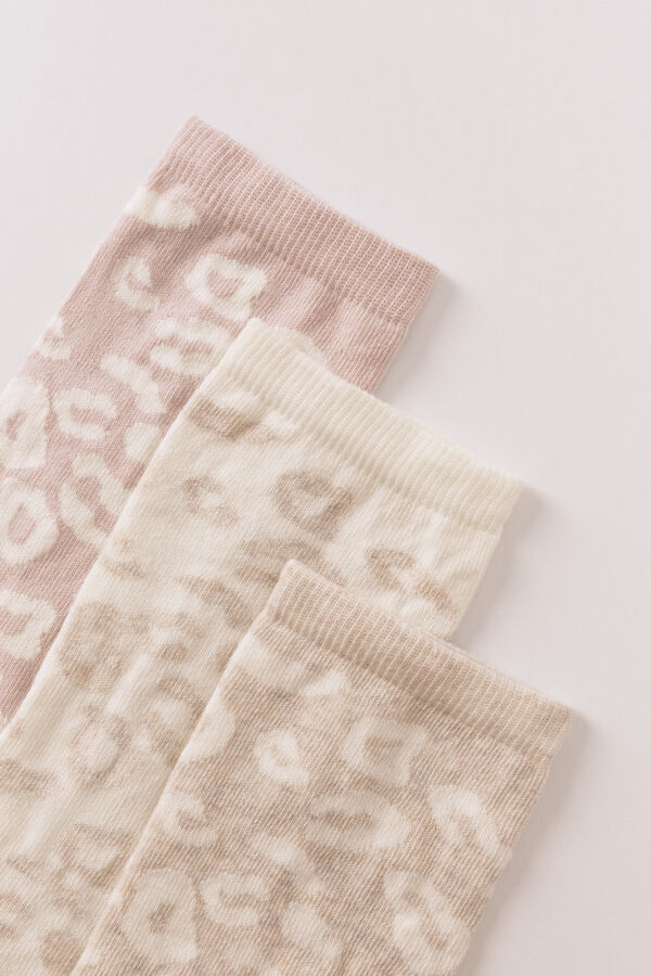 Women'secret Pack de 3 calcetines largos de leopardo  estampado