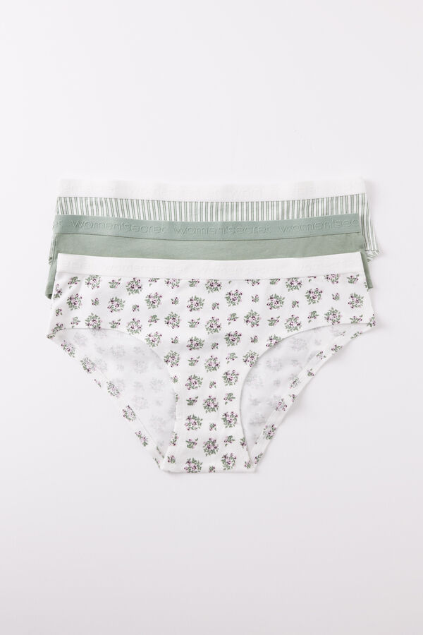 Womensecret Pack 3 panties anchos algodón logo estampado