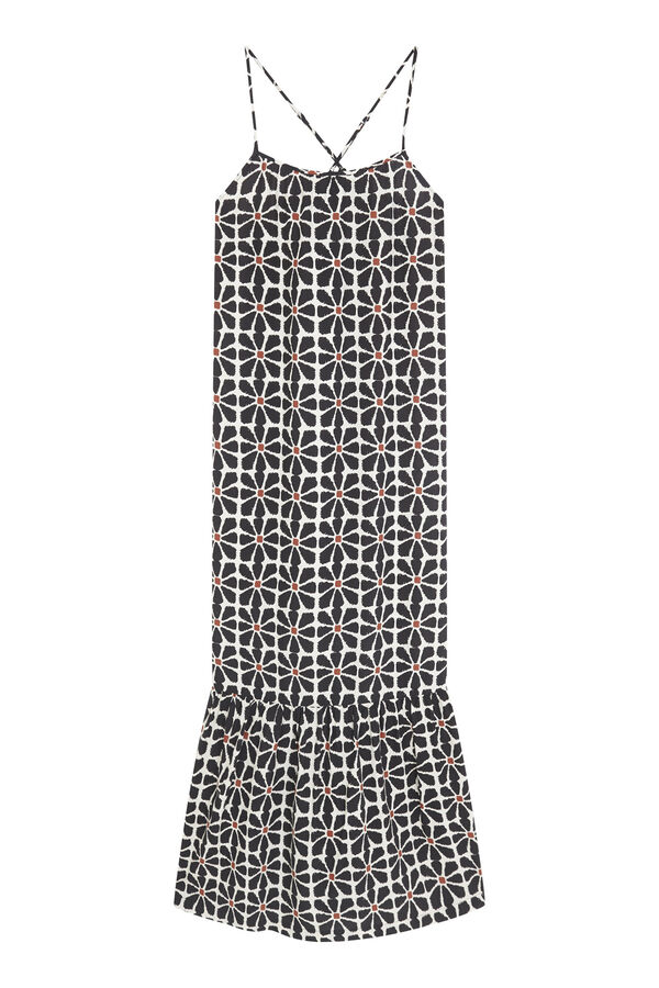 Womensecret Vestido de tirantes largos con estampado floral negro