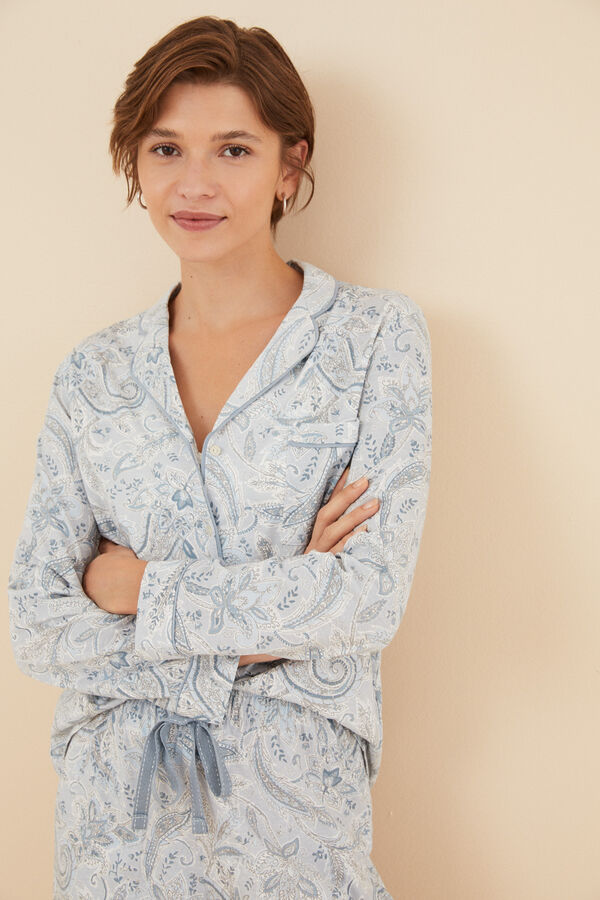 Womensecret Pijama camisera 100% algodón Paisley brillos estampado