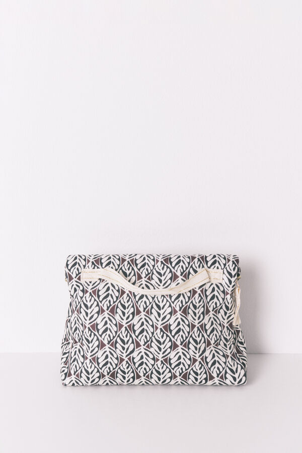Womensecret Neceser grande acolchado con estampado de hojas  estampado