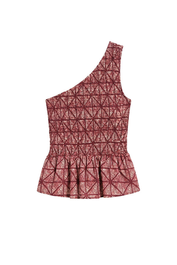 Women'secret Top asim&eacute;trico smock p&uacute;rpura