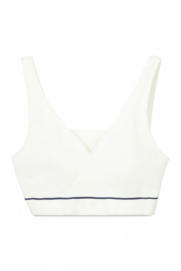 Womensecret Brasier blanco de canalé sin costuras  marfil