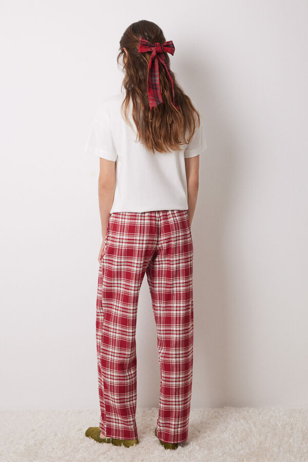 Womensecret Pantalón pijama cuadros algodón rojo estampado