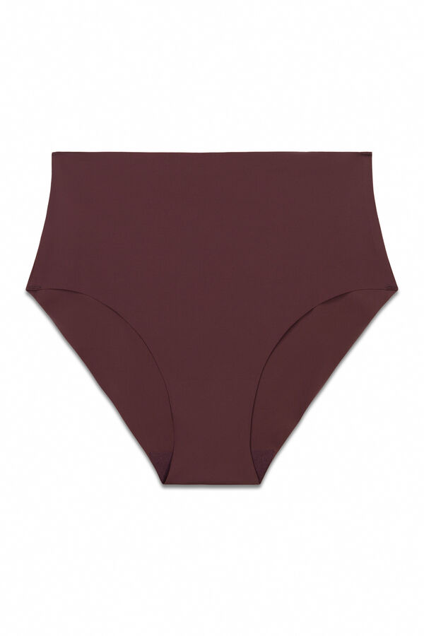 Women'secret Panty de tiro alto de corte limpio de microfibra vino p&uacute;rpura