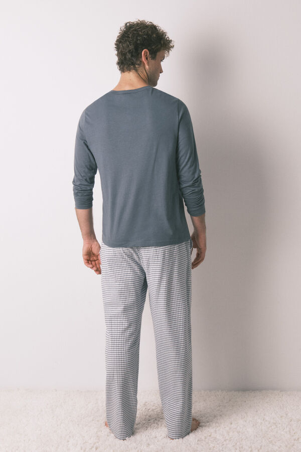 Women'secret Pijama larga de hombre, 100% algod&oacute;n, cuadros verdes verde