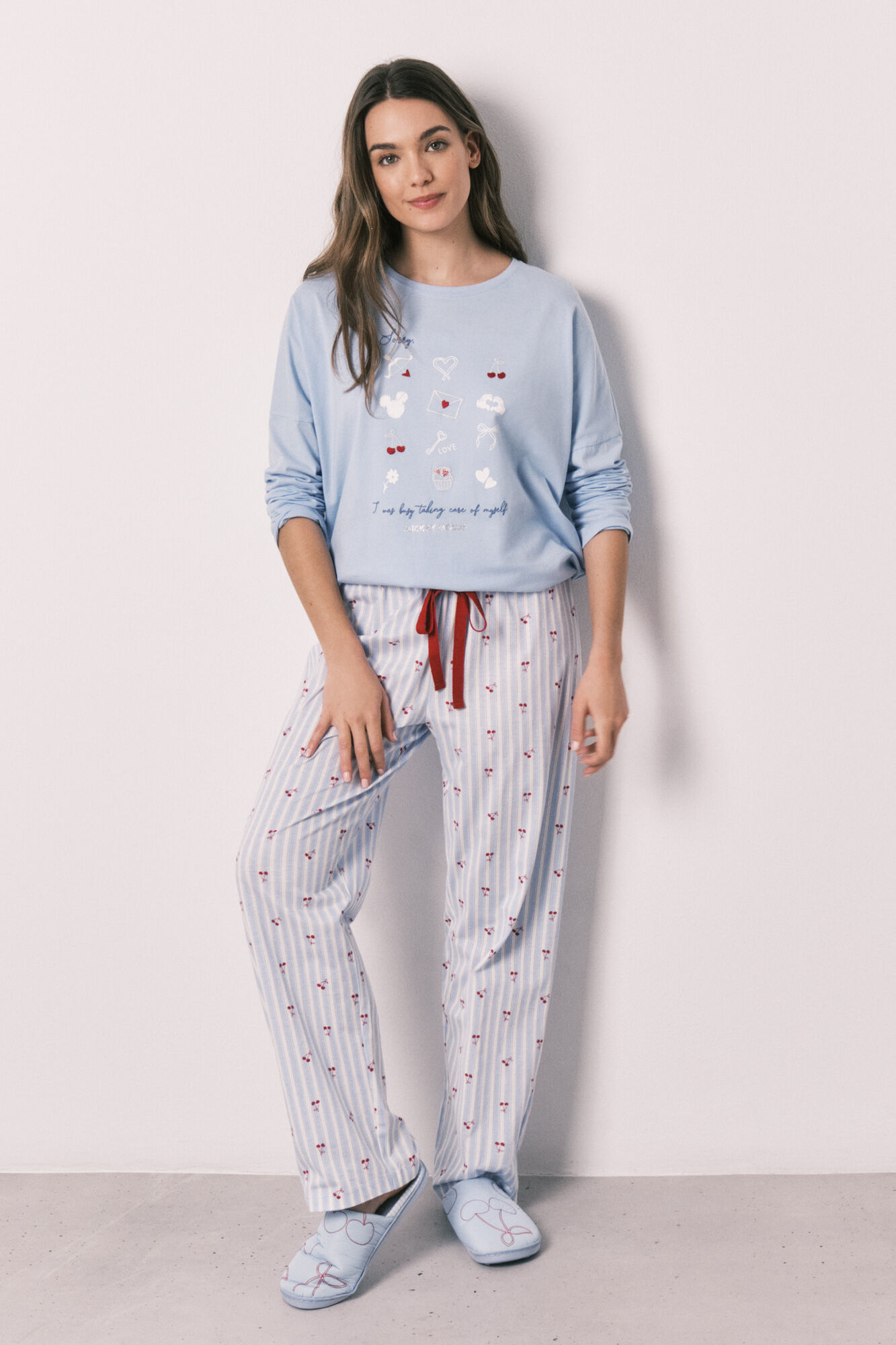 Women'secret Pijama larga de algod&oacute;n Mickey Cherry