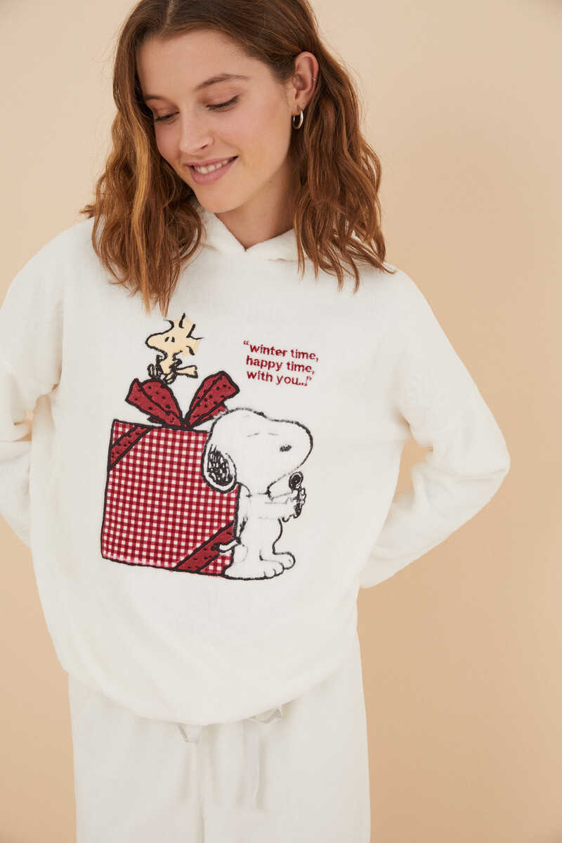 Womensecret Pijama fleece Snoopy blanco beige