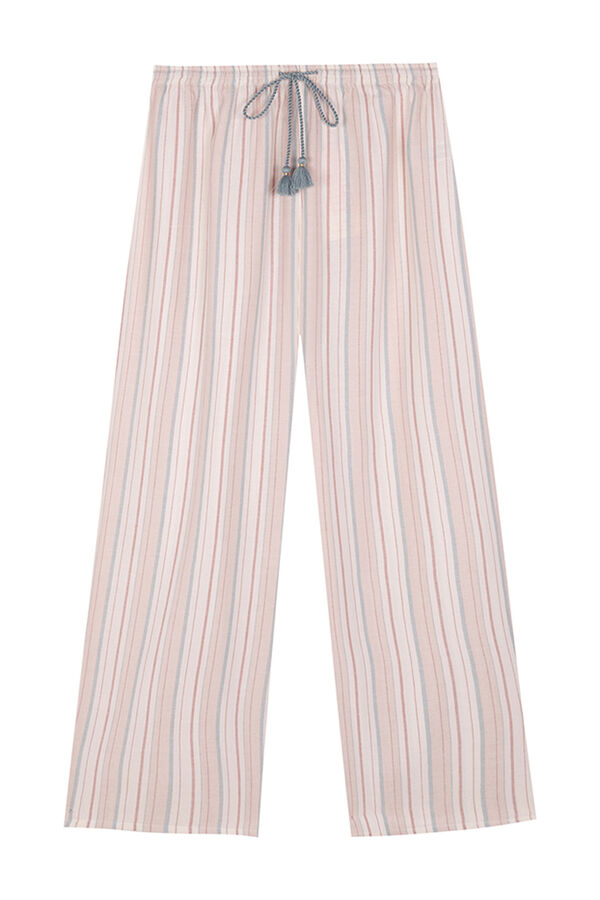 Womensecret Pantalón largo franela y rayas multicolor estampado