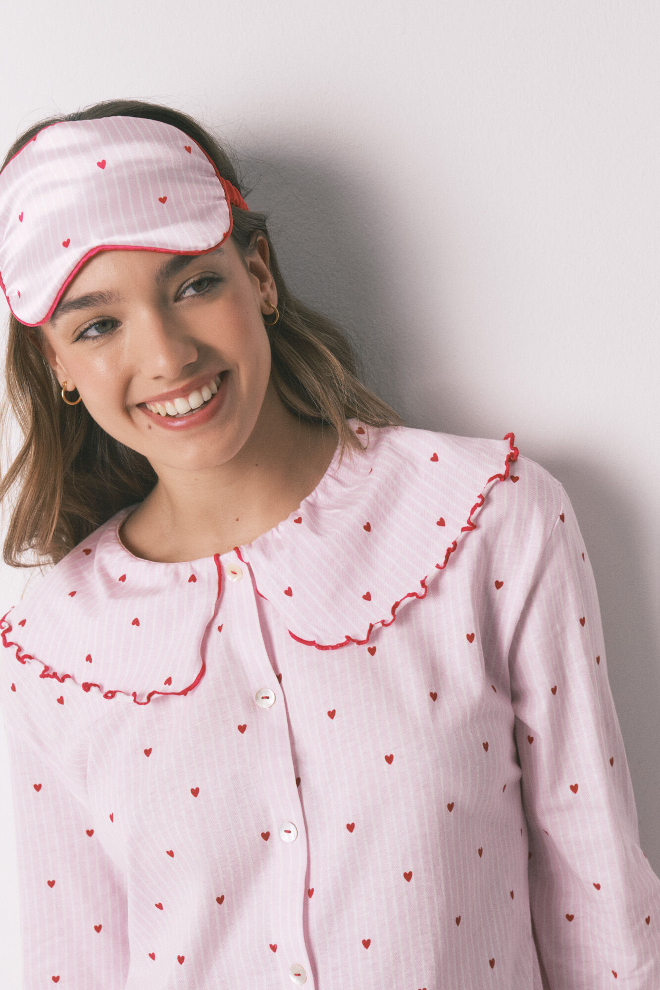 Women'secret Antifaz para dormir de rayas y corazones