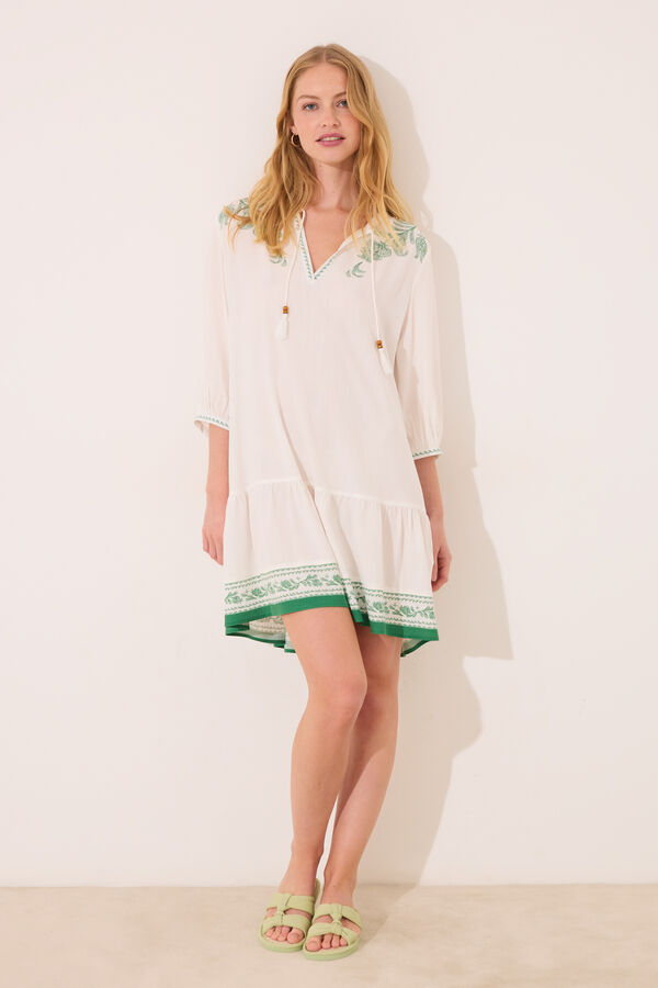 Womensecret Playera de dormir midi de viscosa color marfil marfil