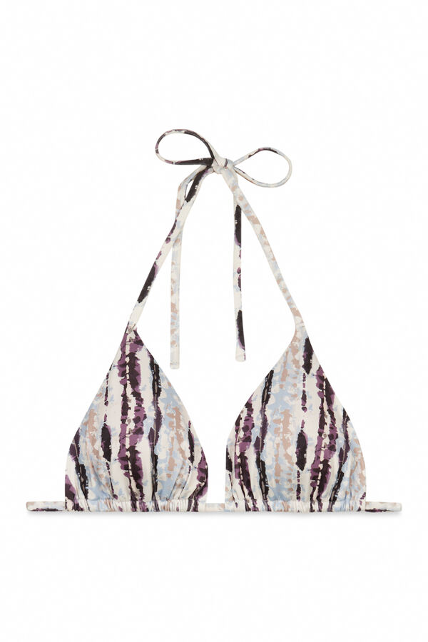 Women'secret Top de bikini triangular de cortina estampado tie-dye caf&eacute; estampado