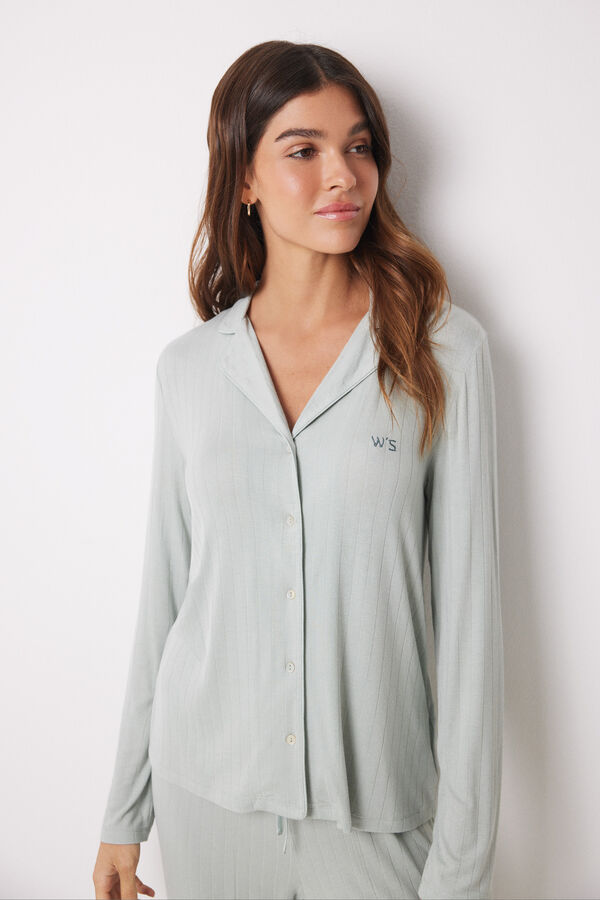 Womensecret Pijama camisera larga soft touch verde verde
