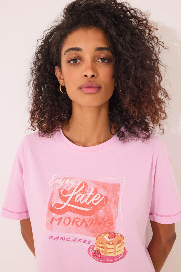 Womensecret Playera manga corta rosa 100% algodón rosa