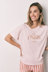 Women'secret Pijama capri de algod&oacute;n rosa con ondas rosa