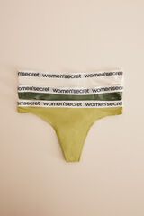 Womensecret Pack 3 tangas algodón logo blanco