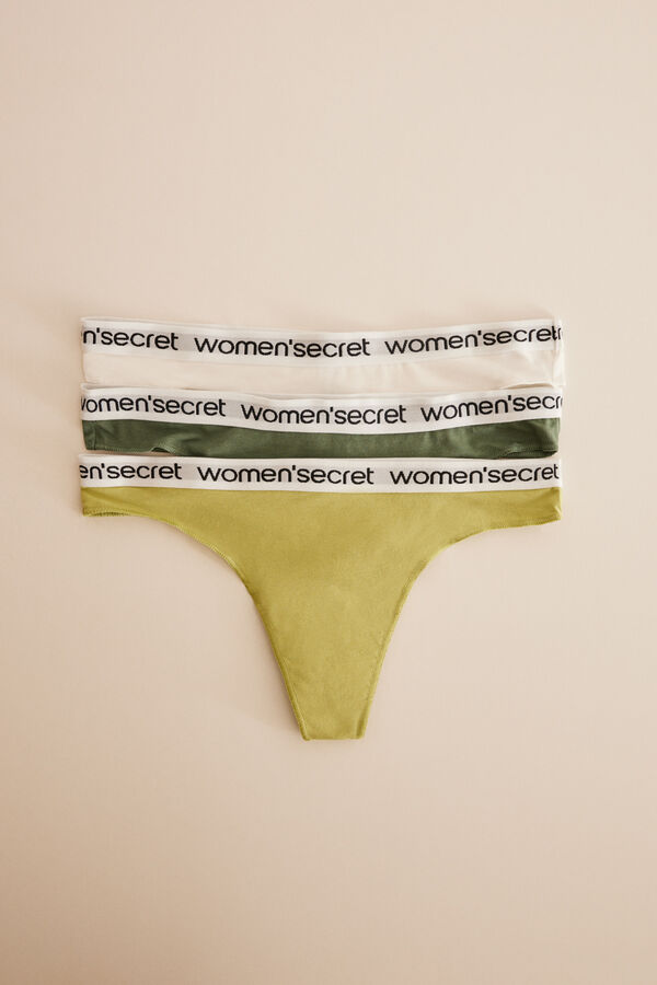 Womensecret Pack 3 tangas algodón logo blanco