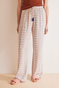 Womensecret Pantalón largo rayas estampado