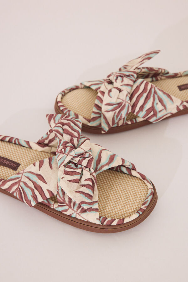 Womensecret Pantuflas para casa de rafia tropical verde