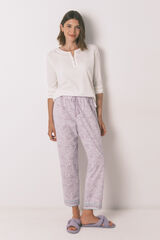 Womensecret Pantalón largo zanahoria 100% algodón lila morado/lila