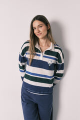 Women'secret Pijama larga Hello Kitty polo de algod&oacute;n a rayas estampado