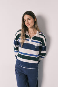 Women'secret Pijama larga Hello Kitty polo de algod&oacute;n a rayas