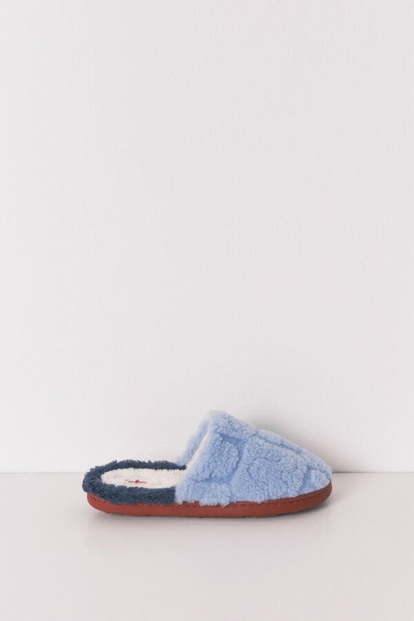 Women'secret Pantuflas para casa de ducha con estampado de Mickey azul estampado