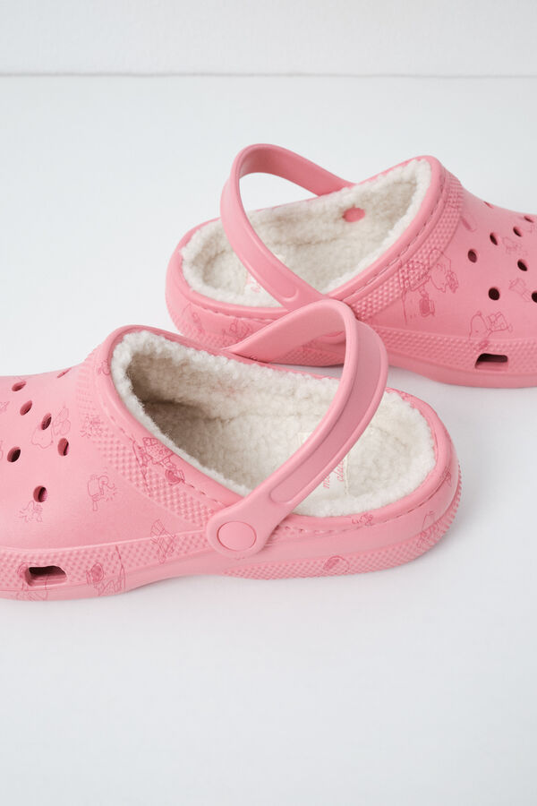 Women'secret Pantunflas zueco forrado Snoopy rosa