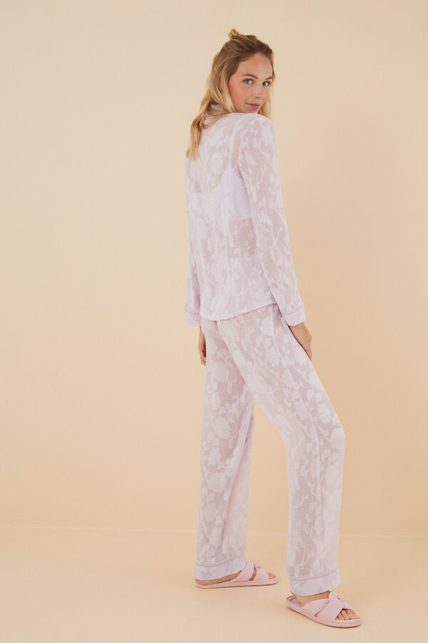 Womensecret Pijama camisera larga satín lila morado/lila