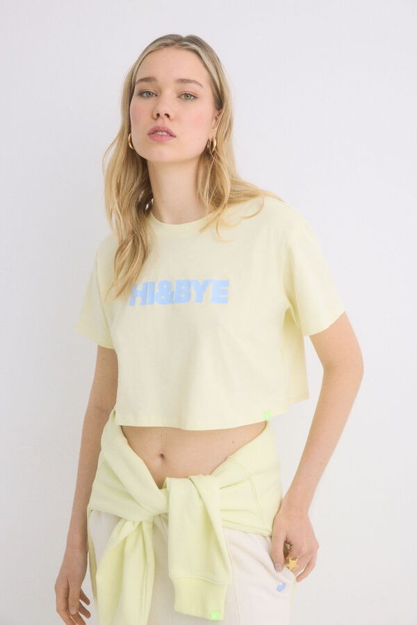 Womensecret Playera 100% algodón amarillo amarillo