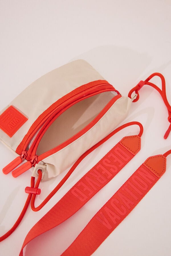 Womensecret Bolsa de bolsa cartera de nailon beige. café