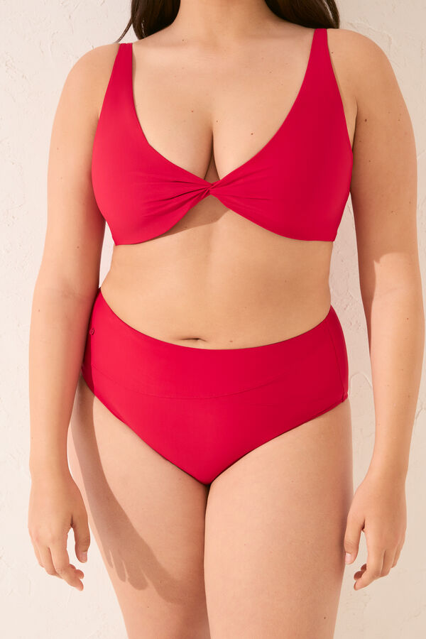 Womensecret Panty de bikini moldeador de cintura alta roja rojo