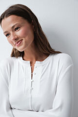 Women'secret Playera manga larga blanca marfil