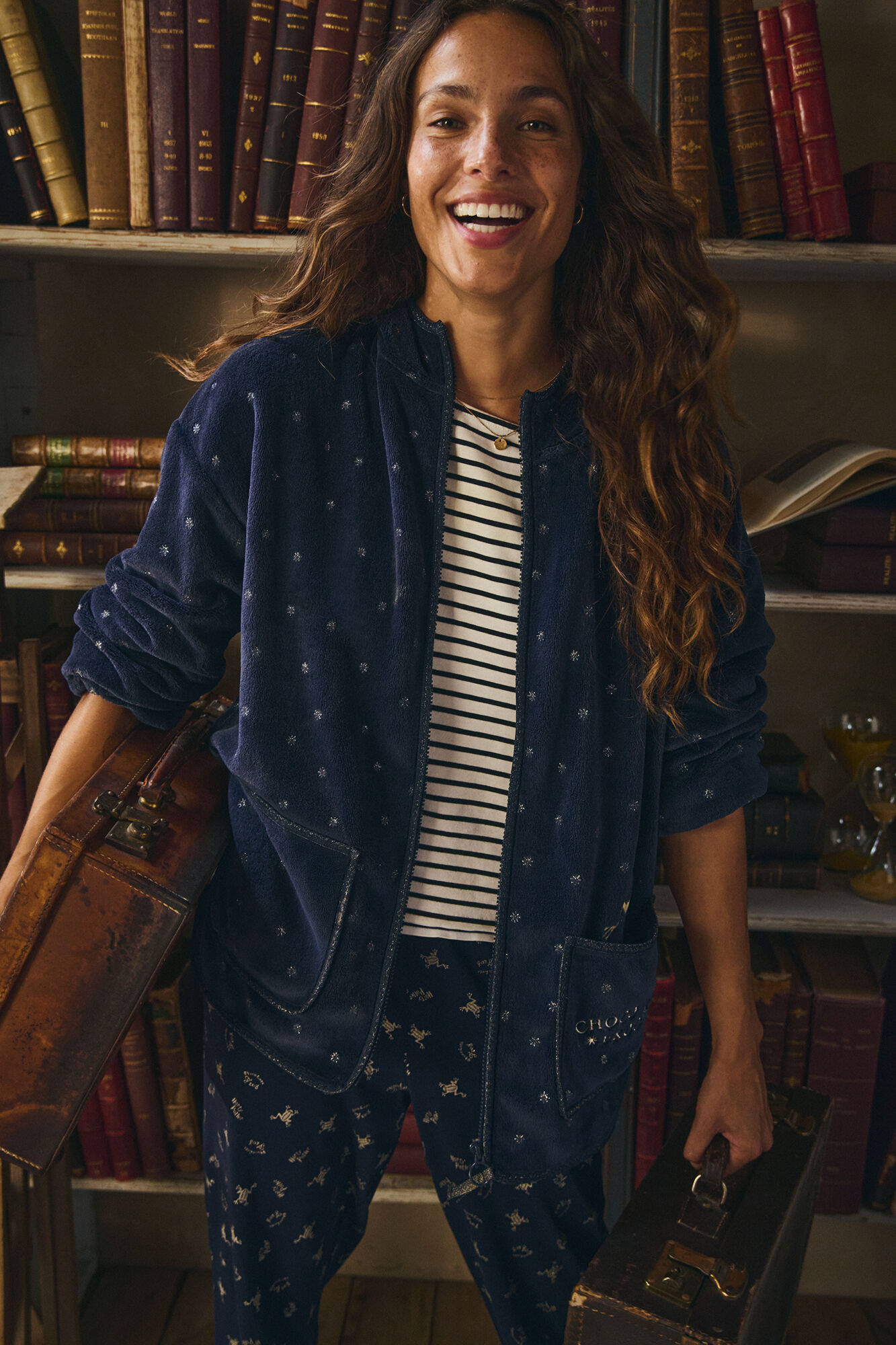 Women'secret Bata corta tejido polar azul lurex Harry Potter