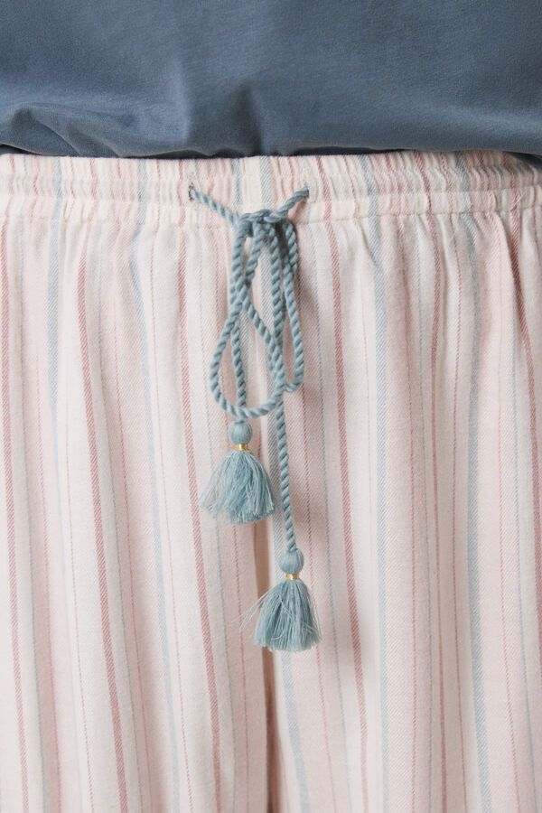 Womensecret Pantalón largo franela y rayas multicolor estampado