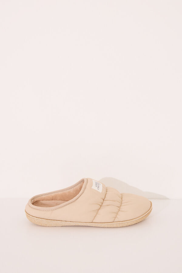 Womensecret Pantuflas nylon acolchado beige café